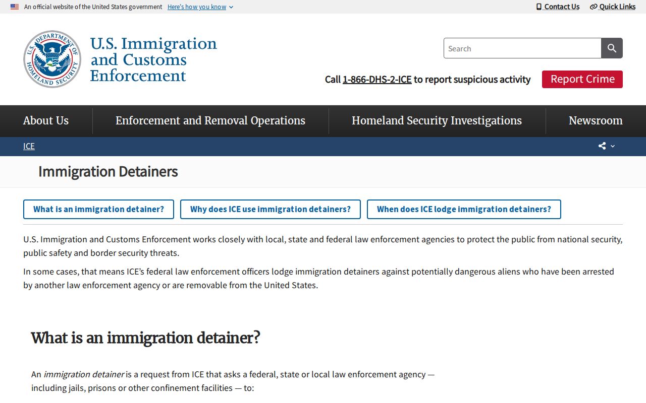 Campbell County Detention Center release and ICE detainer explanation