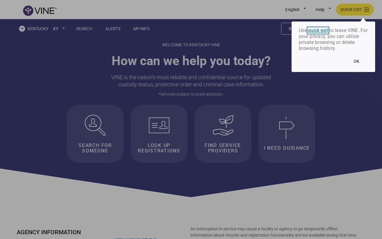 Campbell County VINELink inmate search and release registration portal